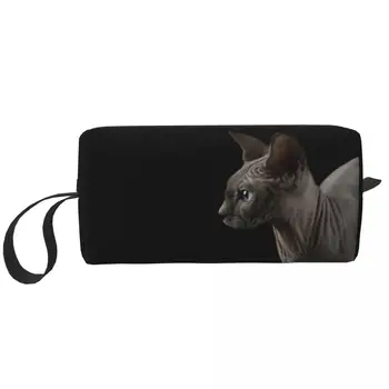 Custom Szfinx macska piperetáska női cica szerető kozmetikai smink szervező hölgy szépség tároló táskák Dopp készlet doboz tok