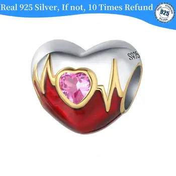CYCUFF Új 925 sterling ezüst szív alakú dobogó szív charm gyöngyök illeszkednek Pandora eredeti karkötő DIY ékszerkészítő ajándékok