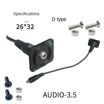 D típusú audio 3.5 fejhallgató hosszabbító kábellel 150 mm-es anya–anya rögzítő anya modul, fekete és ezüst