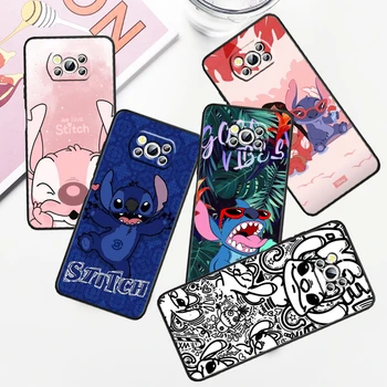 Disney Art Stitch Angel aranyos Xiaomi Mi Poco F5 F4 F3 F2 X5 X4 X3 M6 M5S M4 M3 C40 Pro GT NFC 5G fekete telefontok