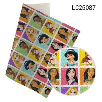 Disney Princess nyomtatott műbőr lemez szintetikus litchi bőr szövet DIY kézzel készített fülbevalókhoz 30 * 136