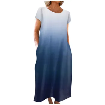 Divat női ruhák 2023 Nyári kerek nyakú alkalmi divat nyomtatott pulóver ujjatlan ruha elegáns parti Vestidos Para Mujer