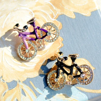 Divat vintage kristály kerékpár brossok nőknek Férfiaknak Kiváló retro kiegészítők Kreatív Unisex zománc kerékpár bross kitűző jelvények