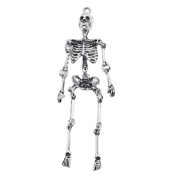 DIY ötvözet ezüst csontváz medál Halloween kulcstartó Kézműves Charm F3MD