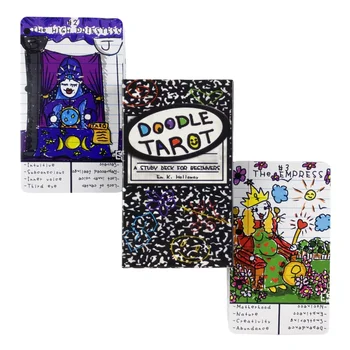Doodle Tarot kártyák Tanulmányi pakli kezdőknek Jóslás verzió illusztrált kiadás Oracle társasjáték Asztali játékok bulihoz