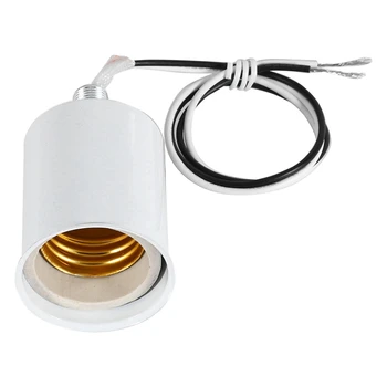 E27 kerámia csavaros alap kerek LED izzó lámpa foglalat tartó adapter Fém lámpatartó vezetékkel