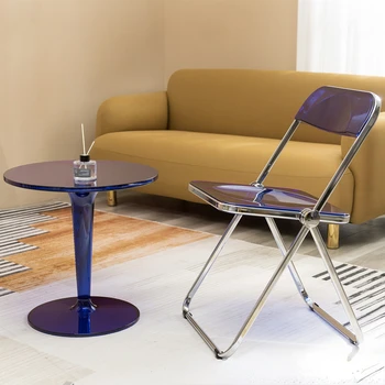 Egyszerű és modern dohányzóasztal Átlátszó akril oldalsó asztal Nappali vastag anyag Édes asztal Sokoldalú jelenet íróasztal