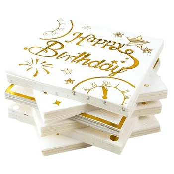 Eldobható nyomtatott négyzet alakú törölközőpapír szalvéták, boldog születésnapot party téma, nyomtatott szalvéták, parti ünnepség