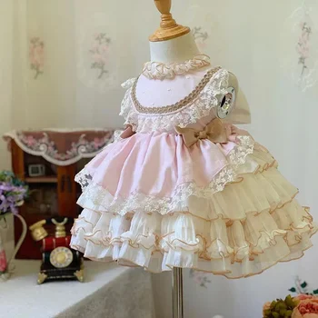 Elegáns lányoknak Palota stílusú báli ruha Csipke Lolita stílusú ruha hercegnő lányoknak Születésnapi ruhák