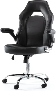 ergonomikus számítógépes gamer szék – PU bőr irodai szék párnázott, felhajtható karfával és deréktámasszal, állítható magasságú