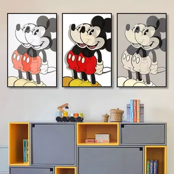 Falfestmények Mickey egér vászonfestmények rajzfilm Disney Mickey reflexiós plakátok és nyomatok lányoknak Szoba lakberendezés