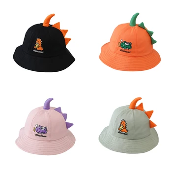 Fashion Baby Kids vödör kalap Aranyos kisgyermek fiúk Lány hímzés Dinoszaurusz/Betűk Print Wide Brim napvédő sapka
