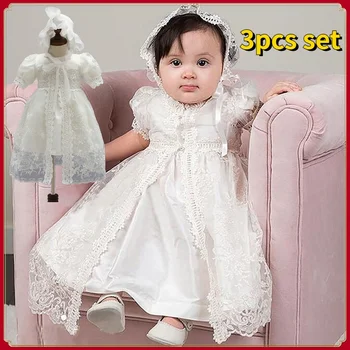Fehér keresztelő ruha kislánynak A baba újszülött szettre van szüksége Csecsemő kisgyermek elegáns hosszú születésnapi ruha Újszülött fotózás ruhája