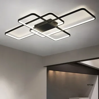 Fekete, fehér, mennyezeti csillárok nappalihoz hálószobai étkező lámpák otthoni beltéri dekorációs világítás távirányítóval szabályozható fényerőszabályzó