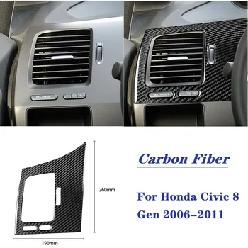 Fit for Honda Civic 8 Gen 2006-2011 belső autó kiegészítők Vezetőoldali légkivezetés Szellőzőkeret Stílus szénszálas matrica