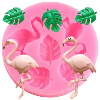 Flamingók Szilikon formák Csokoládé gumipaszta penész Sugarcraft teknőslevél fondant torta díszítő eszközök Candy Clay Cookie formák