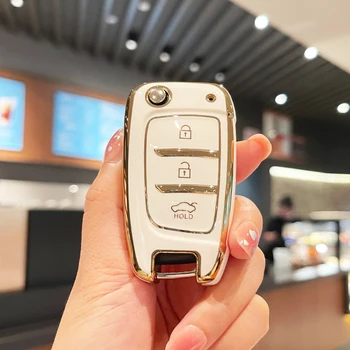 Flip Key összecsukható TPU autós kulcstok tok fedél Hyundai KONA 2023 Accent 2023 Elantra Solaris Tucson I30 2018 2020 2022 Santa Fe