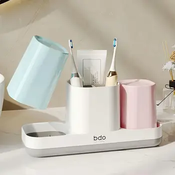 Fürdőszoba tartozék rendszerező Fogkefe állvány Helytakarékos fogkefetartó készlet levehető csészékkel Fürdőszoba fogkrémhez