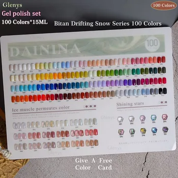 Glenys 100 színes akvamarin körömlakk szalag színes kártya félig tartós merülőgél körömszalon körömművészet tanuló szett lakk
