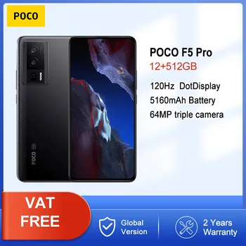 globális verzió POCO F5 Pro 5G okostelefon Snapdragon 8+ Gen 1 NFC 120Hz AMOLED kijelző 67W turbótöltés 5160mAh 64MP kamera