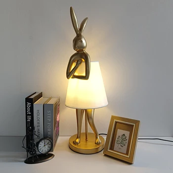 Gyanta nyúl asztali lámpák nappali dekorációhoz Kötény nyúl állat asztali lámpa Otthoni dekoráció LED fénytervező éjjeli lámpa
