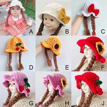Gyerekek kötött kalap Ősz Tél Baba Gyerekek Lányok Fiúk Puha meleg fonat Baba fülvédő Gyapjú kalap fodros Forró Eladó Gyermek fotó