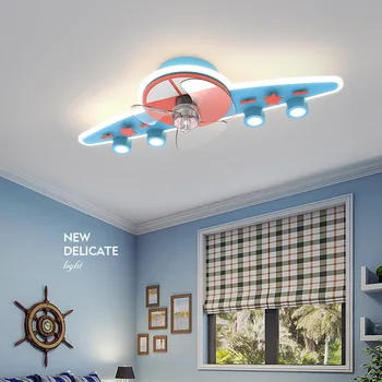 Gyerekszoba mennyezeti ventilátor lámpa 2023 Új hálószoba fiúk lányok kreatív repülőgép ventilátor mennyezeti lámpa távoli tompítással