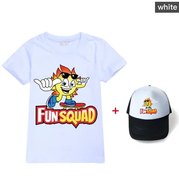 Gyermek pamut póló Fiú Fun Squad Gaming póló nyomtatás Gyerek póló Lány Harajuku nyári 3D rövid ujjú póló +kalap