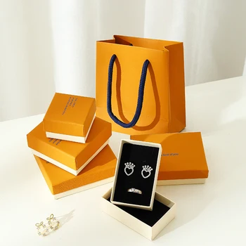 gyűrűs fülbevaló nyaklánc karkötő vastagabb papír ékszerdoboz orgabizer kiváló minőségű narancssárga ajándék ékszer csomagoló doboz nagykereskedelem