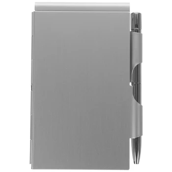 Hordozható fém notebook tollal Írja zsebtoll tartó Mini jegyzettömb Teendők listája Kagyló notebook folyóirat Case Office School