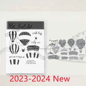 Hőlégballon bélyegek és meghalnak 2023 2024-es mini katalógus scrapbooking készlet napló dekoráció Valentin-napi stencil bélyegek meghalnak