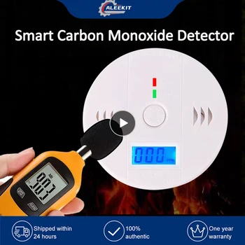 intelligens szén-monoxid-érzékelő CO érzékelő 85dB sziréna hang független szén-monoxid mérgezés figyelmeztető érzékelő figyelmeztető riasztás