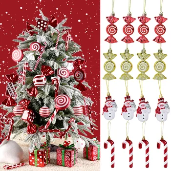 Karácsonyfa függő medál piros fehér cukorka nád boldog karácsonyi dekoráció otthoni díszhez Újév 2023 Navidad ajándékok