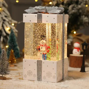 Karácsonyi Mikulás hóember karácsonyfa mű díszdoboz alakú kristály színes LED világító zenés doboz dísz karácsonyi ajándék