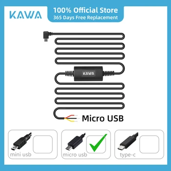 KAWA Hardwire Kit PT01 Micro Port 24H parkolófelügyeleti kábel kompatibilis a KAWA Dash Cam D5 és D6 autós DVR videofelvevővel