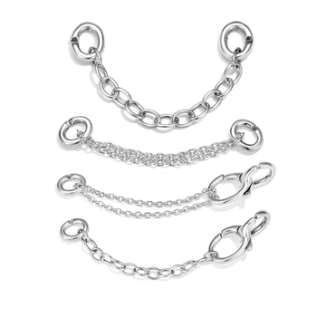 Kerek gyöngycsat lánc 925 Sterling ezüst karkötő láncszem lánc DIY charms keménygumi X karkötő ékszerkészítés nőknek Férfiak