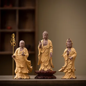 Kerámia Guanyin, Sakyamuni Ksitigarbha Bodhisattva figura szobor Kínai Buddha szobrok Home Nappali Feng Shui szobrok