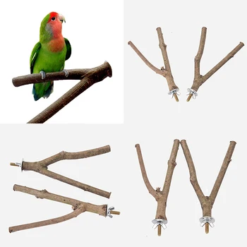 Kisállat papagáj nyers fa villa állvány állvány játék hörcsög ág sügérek madárketrechez
