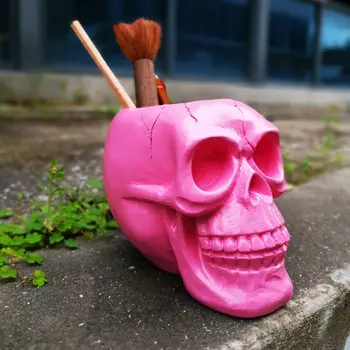 Kreatív rózsaszín koponyadísz csontváz tolltartó asztali ceruza rendszerező smink dropshipping