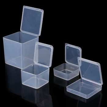 KX4B Kis négyzet alakú átlátszó műanyag ékszertároló dobozok Gyöngyök Kézműves tok tárolóhoz