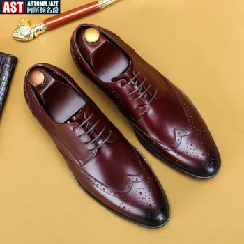 Kézzel készített férfi formális cipők Luxus tehénbőr Kézzel készített klasszikus divat Fekete brogues férfi irodai cipők Zapatos de Hombre Méret 46