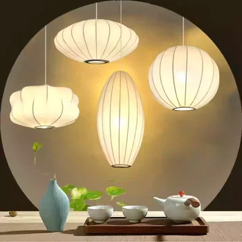 Kínai lámpás Pandant lámpák Teaszoba mennyezeti dekoráció Szövet csillár Személyre szabott étterem Ünnepi hangulat világítás