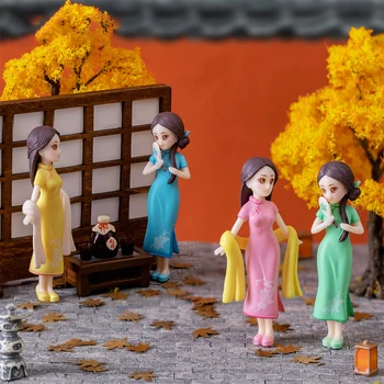 Kínai stílusú lány Cheongsamban baba mikro miniatűrök tájdíszek lakberendezéshez Szoba íróasztal kiegészítők Ajándékok