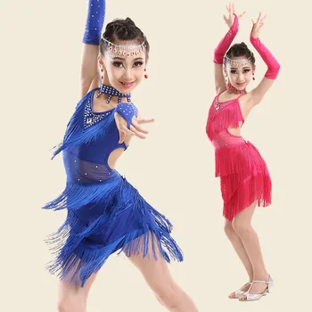 Különleges akció Szexi latin táncruha lányoknak Gyerekek gyerekeknek Rojtos verseny Latin szoknya Salsa Samba tánc Latin Salsa ruhák