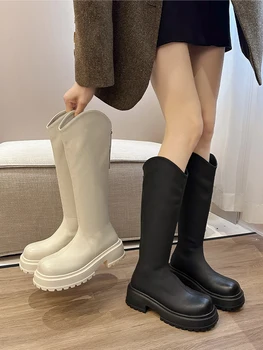 Lady Boots női cipő Őszi csizma-női téli lábbeli cipzáras szexi comb magas sarkú cipő magas szexi kerek lábujj 2023 Med Over-the-Kne