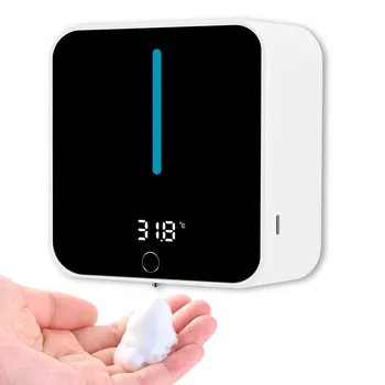 LED hőmérséklet-kijelző falra szerelhető automatikus habszappan adagolók 400ml elektromos érintés nélküli fürdőszoba intelligens mosó kézi gép
