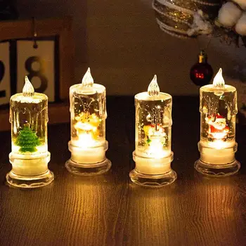 LED karácsonyi elektromos gyertya Mikulás karácsonyfa hóember jávorszarvas víz befecskendezés gyertya lámpás fesztivál ajándékok karácsonyi dekoráció
