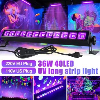 LED szalagcső világos lila fénysáv USB 36W 40LED UV lámpa UV hosszú szalagfény 385-400nm karácsonyi lámpa fekete lámpatest szórakozás