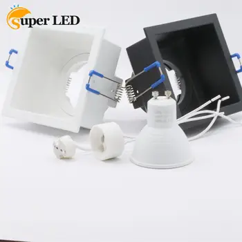 LED szemgolyó illeszkedő ház négyzet alakú fekete / fehér alsó lámpa ház lámpatest GU10 MR16 LED izzó spot/szemgolyó