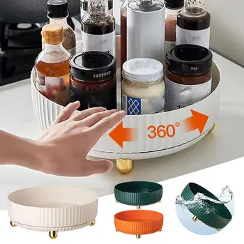 Lemezjátszó Szervező kerek polcos tárolóállvány 4 láb 360 fokban forgatható fűszertároló tálcával szekrény konyhai kiegészítőkhöz